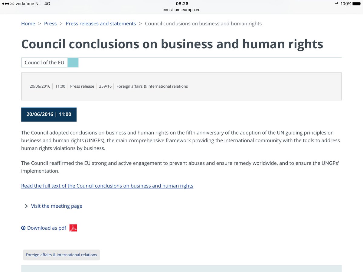 .<a href="/EUCouncil/">EU Council</a> conclusions, culmination of pres. <a href="/EU2016NL/">Viviane Meuridis</a> on #bizhumanrights! #EU4HumanRights consilium.europa.eu/en/press/press…