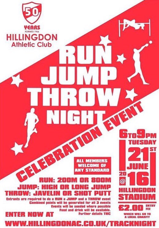thepsdgroupuk's tweet photo. Our good friends @HillingdonAC1 celebrate their 50th anniversary with a #Run #Jump &amp; #Throw night @HillingdonSLC https://t.co/lYekc1eiKS