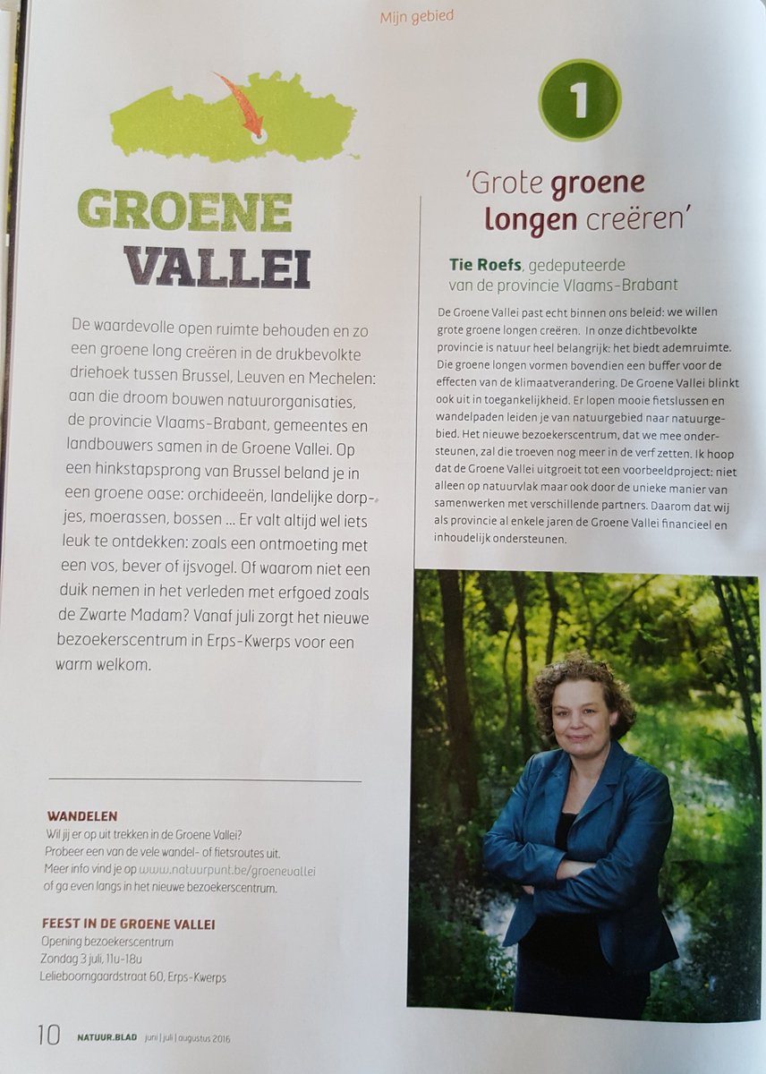 TieRoefs's tweet photo. Groene longen voor betere natuur in @vlaams_brabant. Mooi artikel over de Groene Vallei in @MijnNatuurpunt blad. https://t.co/9RH9dE3m7i