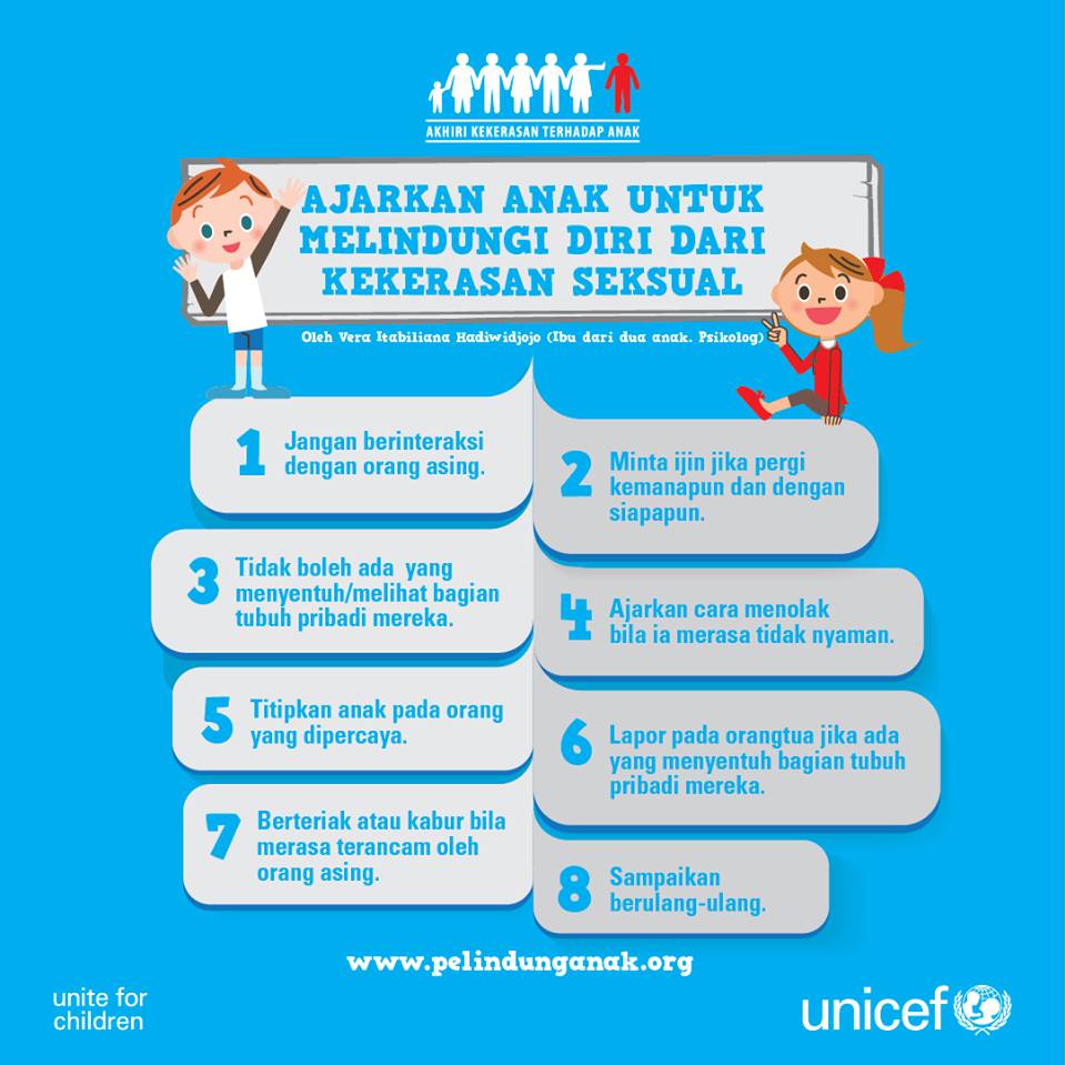 Ajarkan anak melindungi diri dr kekerasan seksual. Yuk bantu RT #infografis ini. #ENDViolence #PelindungAnak