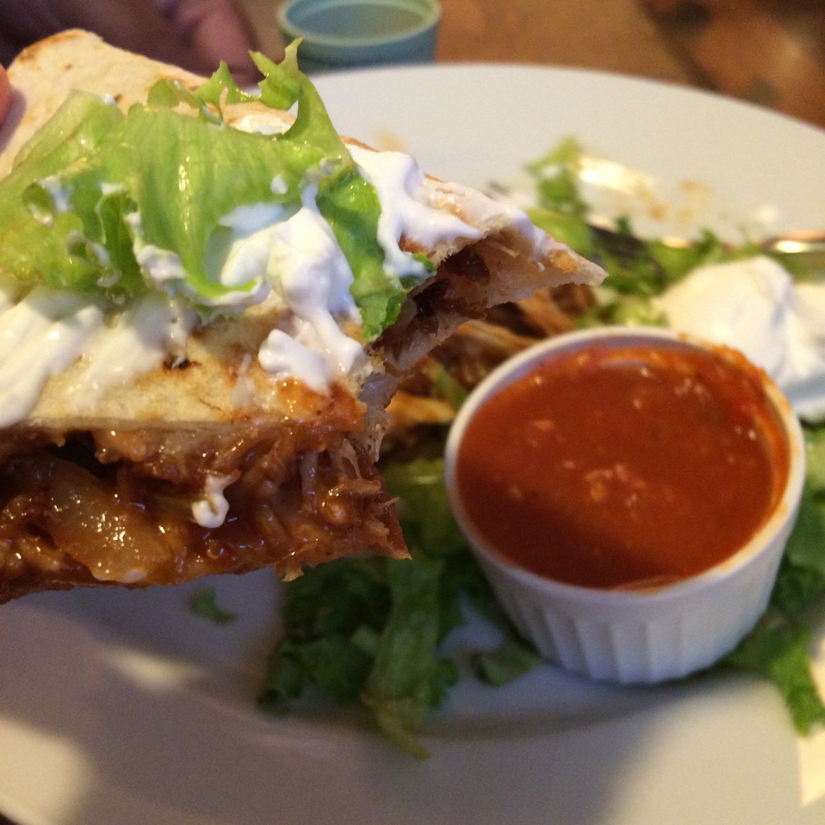 WizAlyssa's tweet photo. Doesn't this shit look GOOOOD #ThreeSquares #QUESADILLA #noregrets #ever https://t.co/l4SNXF8nZ1