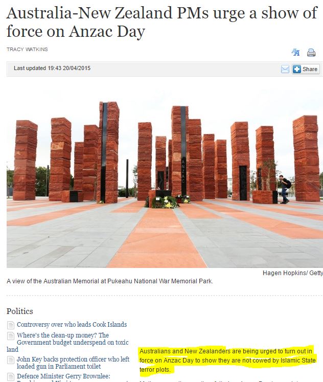 CrowdvBank's tweet photo. That time PM John Key tried to hijack ANZAC Day for self-serving protest against ISIL #ShowSomeIntegrity #nzpol 1/2 https://t.co/M0kbMSyCS4