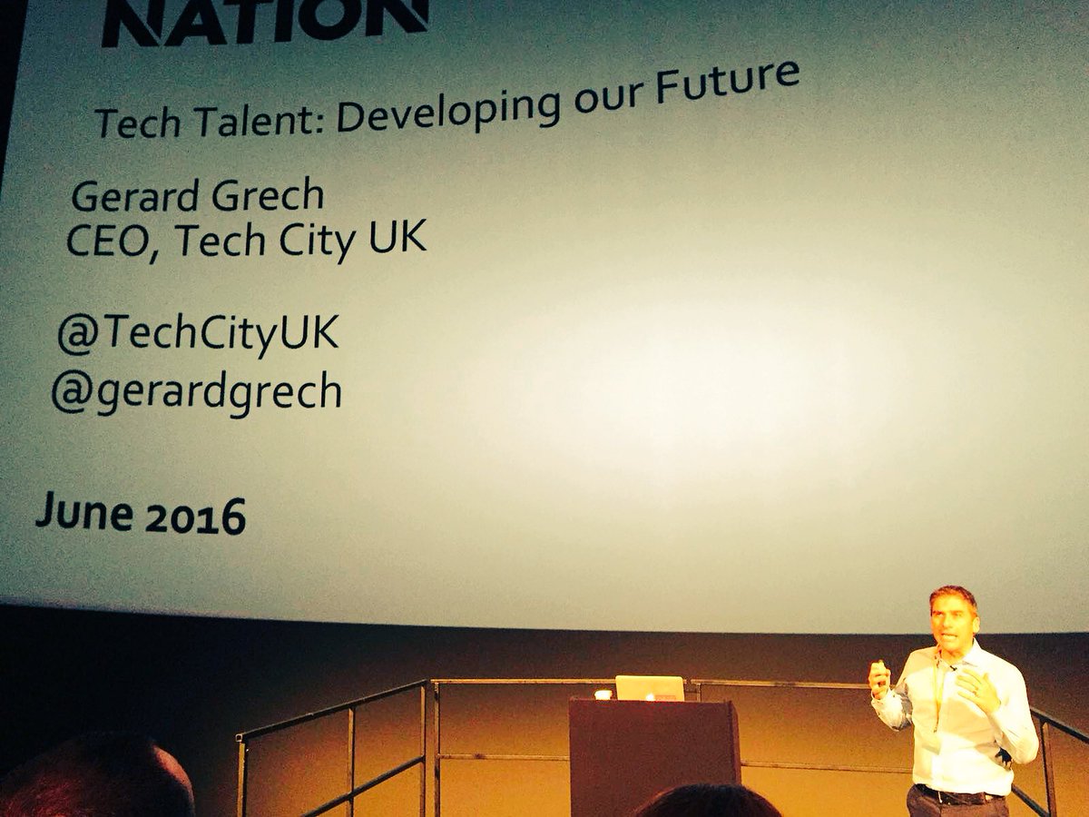 TechNation's tweet photo. "The right tech talent is vital to developing our future tech ecosystem" @gerardgrech #LDNTechWeek @StackOverflow https://t.co/2mhHYepQLi