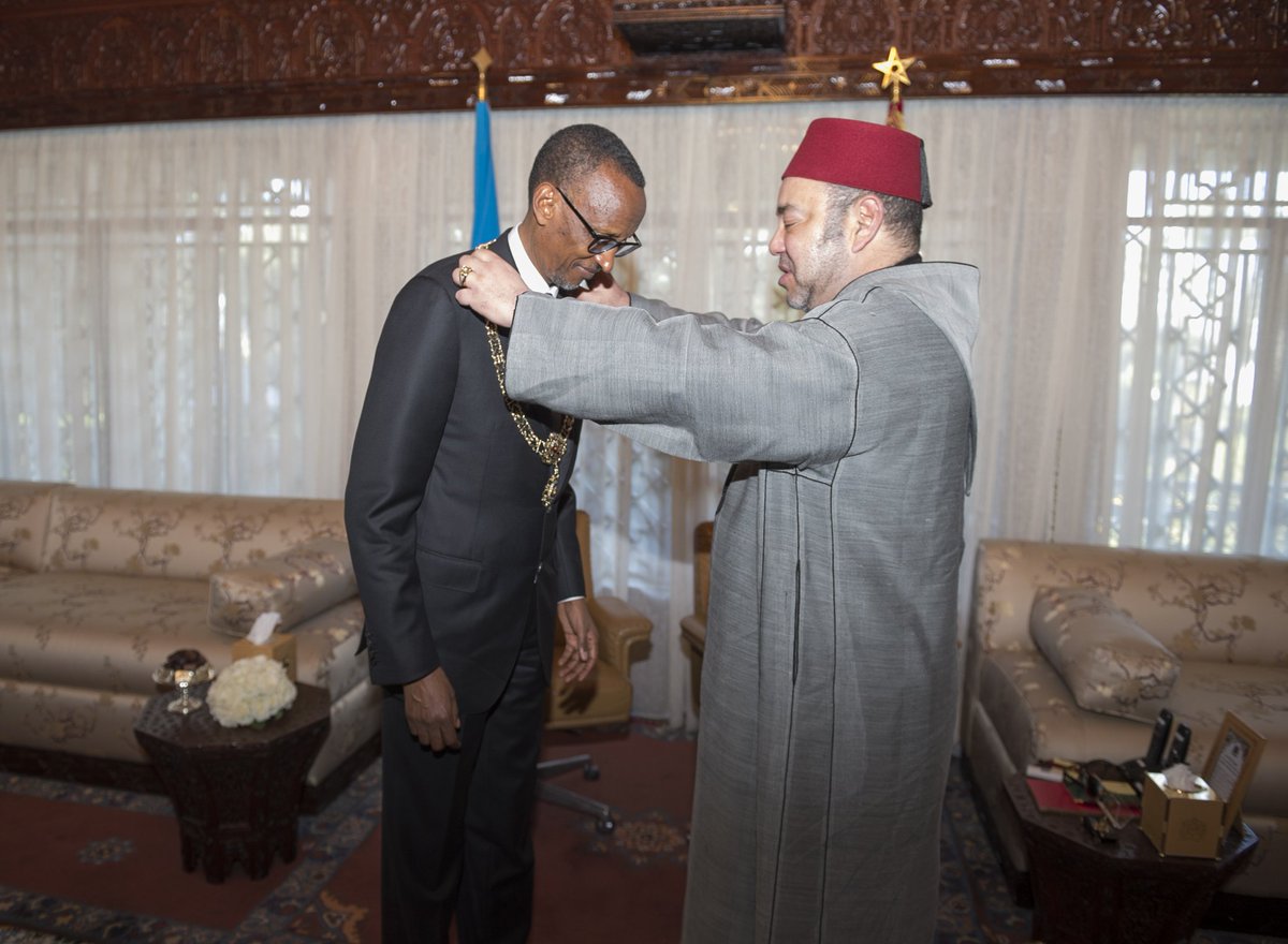 UrugwiroVillage's tweet photo. This Monday in Morocco Pres. #Kagame decorated by HM King Mohammed VI with the Grand Collar of Wissam Al-Mohammadi. https://t.co/H1A95hwZt6