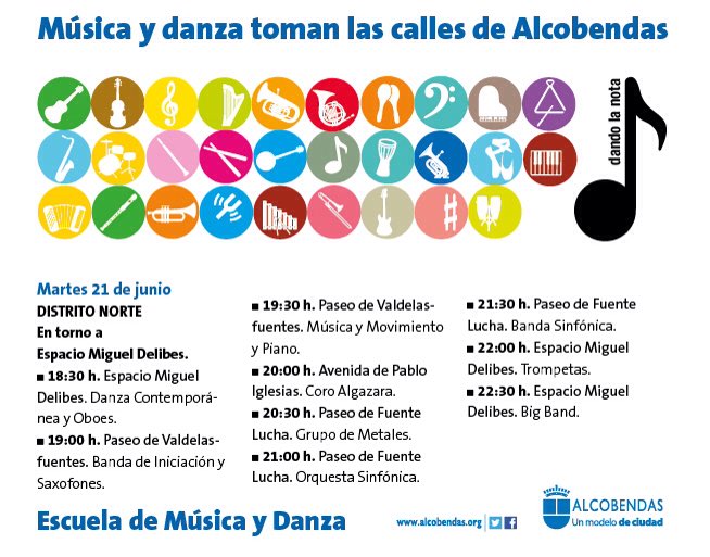 Alcobendas_ayto's tweet photo. 21 de junio #DíaEuropeodelaMúsica

ALCBDS_MusicaDa lo celebra con conciertos en las calles de #Alcobendas 

🎺🎷🎻🎫🎼🎹🎶 https://t.co/0hjZVdwcAp