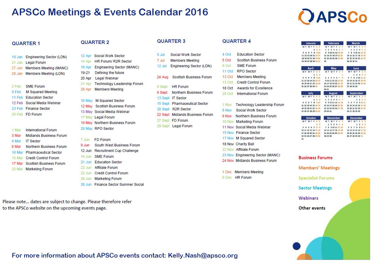 Save the dates in your diary for the next APSCo events: bit.ly/27GFzeh. #recruitment