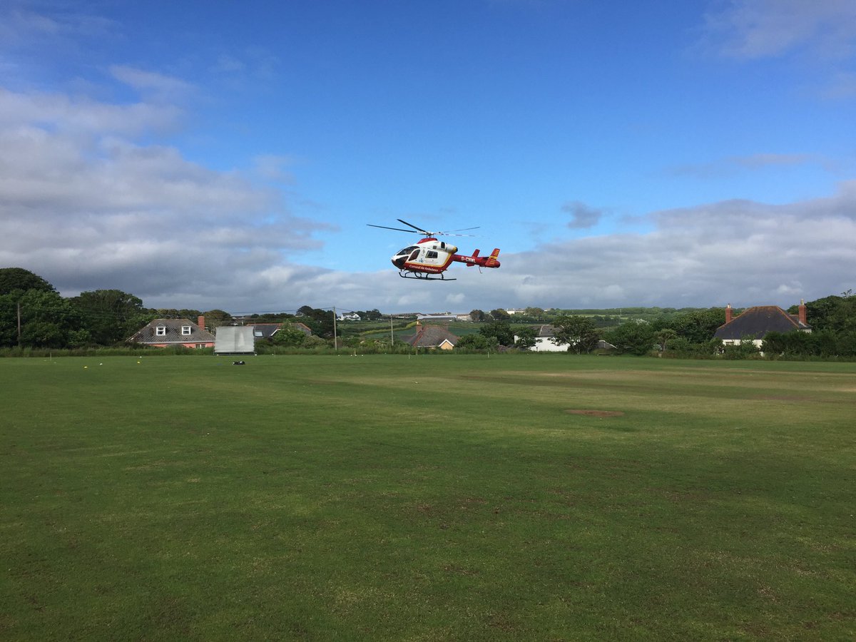 MullionCC's tweet photo. Junior coaching came to a stand still last night whilst the Cornwall air ambulance landed https://t.co/I4RdvfvDKv