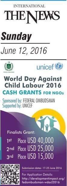 A competition for projects which aim to eliminate Child Labour in Pakistan. #UNICEF #FederalOmbudsman #WDACL