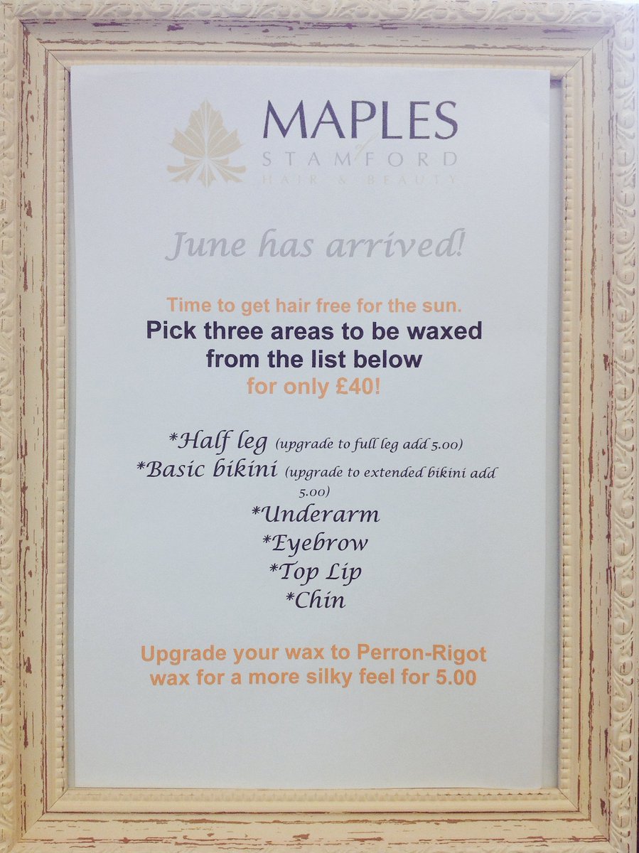 MaplesStamford's tweet photo. Happy Tuesday!☀️😊 Treat yourself to our June offer, to make sure your summer ready👙 #hairfree #smooth #fresh https://t.co/R6GSkWRCAV