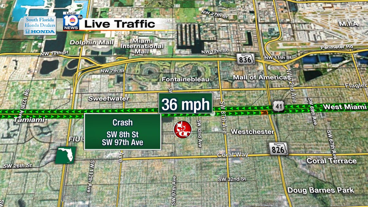 Crash on SW 8th St and SW 87th Ave #TRAFFIC #MIAMI https://t.co/4Waw0QbLWX