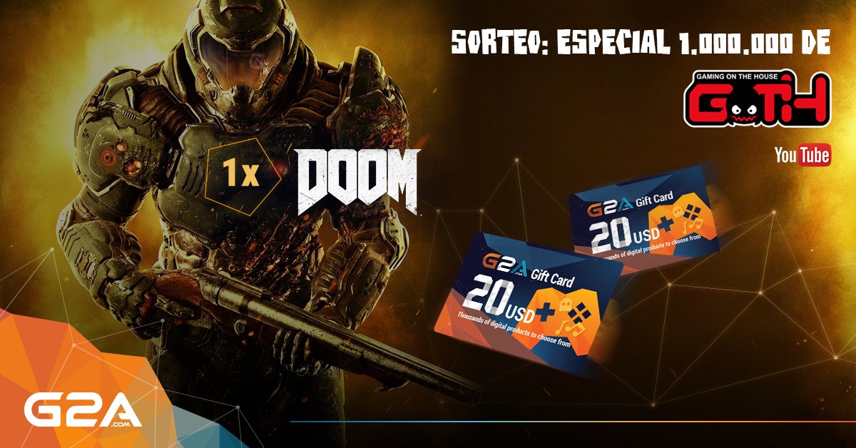 G2A en Español (@g2a_es) on Twitter photo ¡Vaya sorteaso arrancamos con <a href="/jaidefinichon/">jaidefinichon</a>! 1 DOOM y 2 x$20USD gift cards.
¡Participa YA!→ bit.ly/28KXD1N ¡Vaya sorteaso arrancamos con <a href="/jaidefinichon/">jaidefinichon</a>! 1 DOOM y 2 x$20USD gift cards.
¡Participa YA!→ bit.ly/28KXD1N