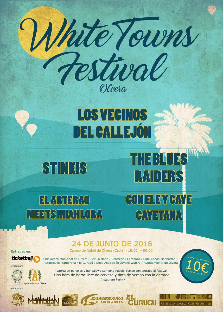anaramzam's tweet photo. White Towns Festival este viernes 24. Sólo 10€ con una hora de barra libre. Compra tu entrada anticipada. https://t.co/fYLj5Shyad
