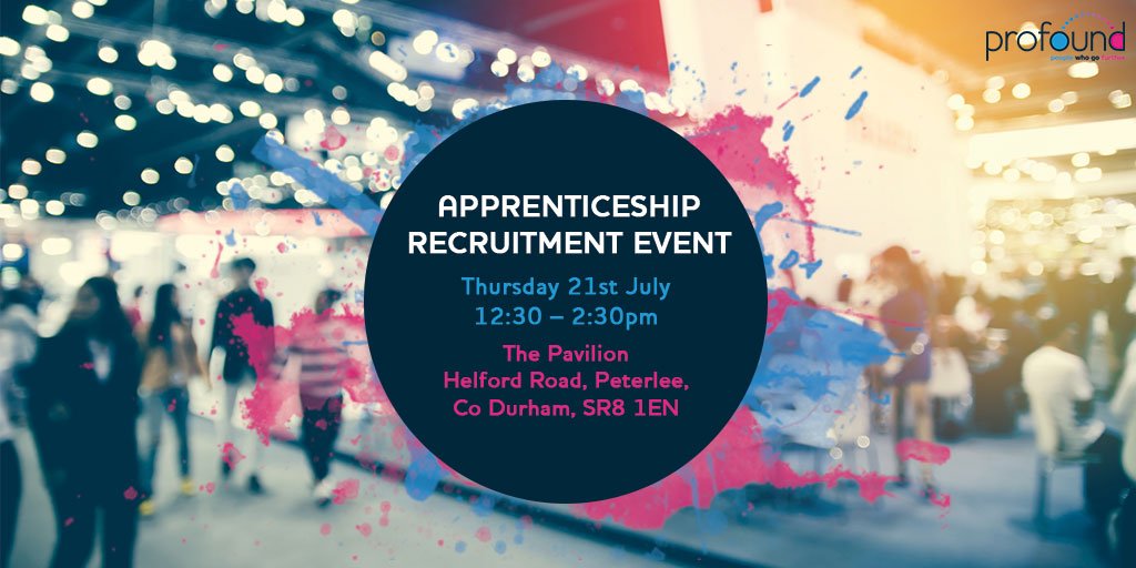 Come along to our Apprenticeship Event on the 21st July in Peterlee and apply for live apprenticeship #vacancies! 👍