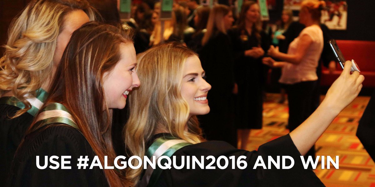 AlgonquinColleg's tweet photo. Calling AC Spring 2016 grads! Tag your moment w/ #Algonquin2016 and you could win a BIG grad pack! Closes on June 24 https://t.co/Z5gCp0vnMY