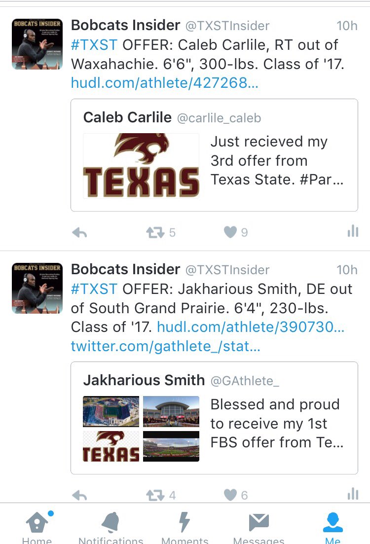 Keff_C's tweet photo. Three #TXST offers yielded from the Dallas satellite camp last night, including a 2018 QB. https://t.co/8hwpGoyTCK