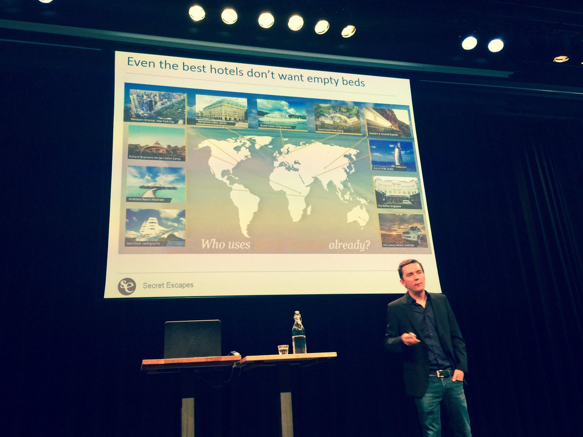 SecretEscapesNL's tweet photo. Ogi Zeric van @SecretEscapesNL spreekt op #etravel16 over de hotels waarmee we samenwerken. #secretescapes https://t.co/ra5vYeajAU