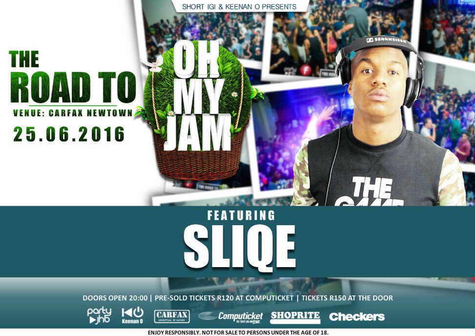 OhMyJamSA's tweet image. 4 days to Go! #TheRoadToOhMyJam - Carfax - 25 June Ft. @Sliqe !!! Tickets available from @Computicket