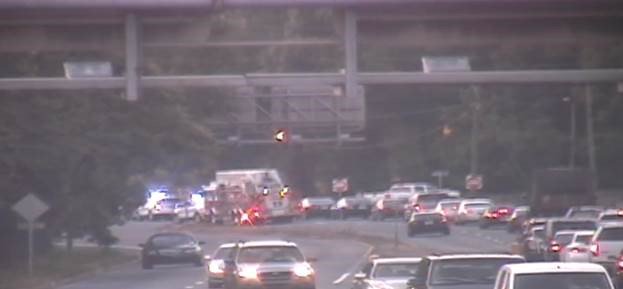wsoctv's tweet photo. #TRAFFIC ALERT: IB Brookshire is shut down south of I-85 near Idaho Dr. Traffic is moving along the  shoulder. https://t.co/64CXltSl7E