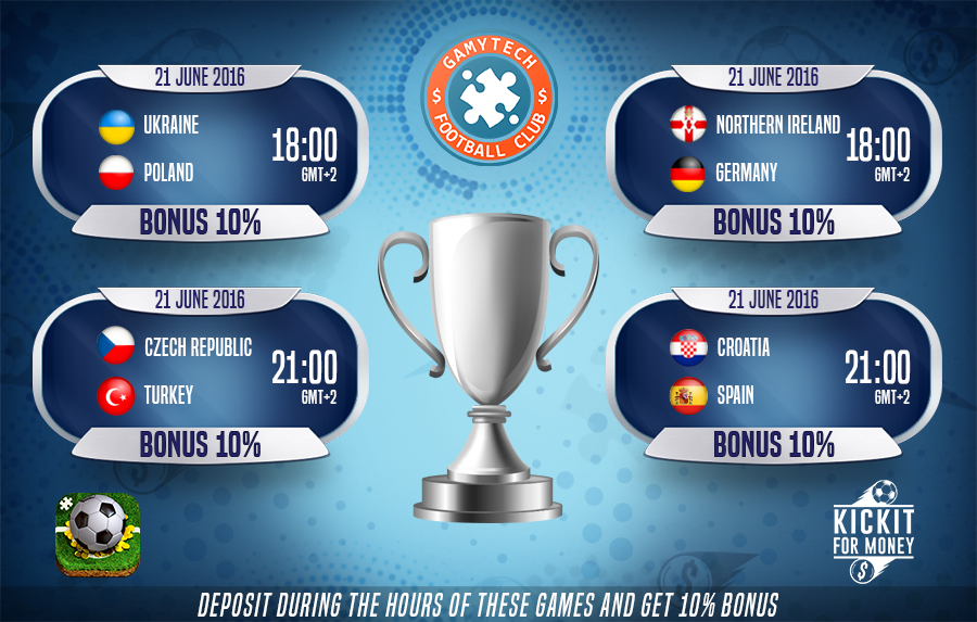 kickitformoney's tweet photo. 10% BONUS during the game's tonight!
#UKR v #POL
#NIR v #GER
#CZE v #TUR
#CRO v #ESP
Download now form the App store https://t.co/NBOqbF8h3x