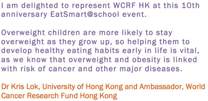 Today one of our HK ambassadors is attending 10th anniv of the Eat Smart at School Campaign: school.eatsmart.gov.hk/en/template/in…