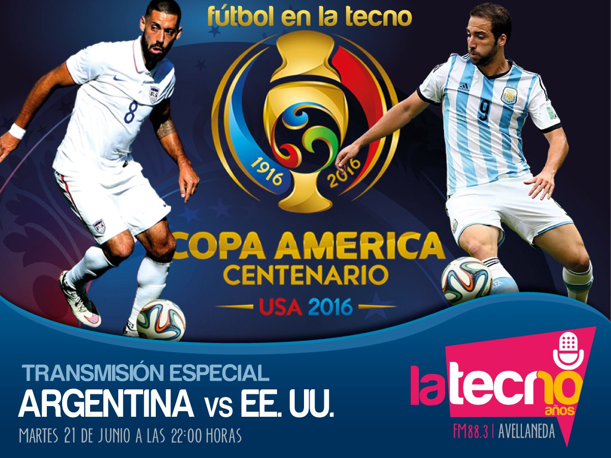 LaTecnoFM's tweet photo. #CopaAmerica Viví la semifinal entre @Argentina y #EEUU  Desde las 22h por FM 88.3 y https://t.co/Fx3z6iVY5R https://t.co/SSpgITsnb4