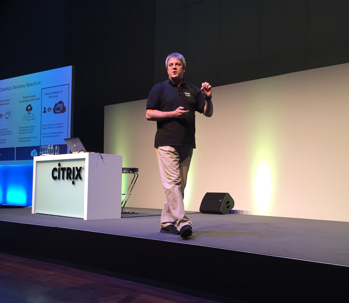 ctx4tom's tweet photo. Always funny and informative. Benny @drtritsch on stage. Windows Server 2016 and XenDesktop. #CitrixTEX2016 https://t.co/Z4Kc5vH7AS