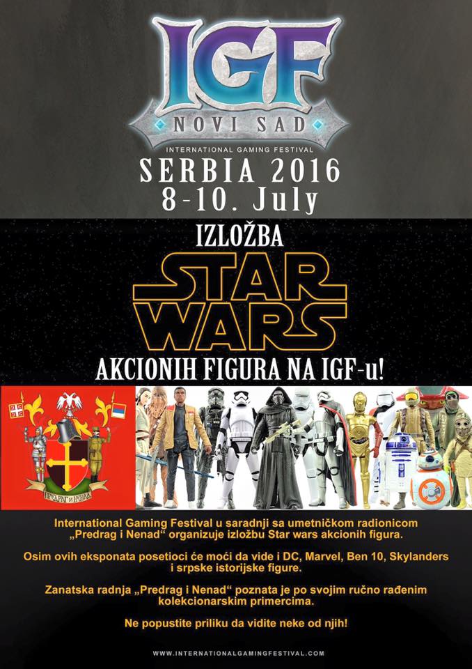 HoloNetSerbia's tweet image. Dođite u julu na @IGFNoviSad i posetite izložbu #StarWars akcionih figura. #desavanja #NoviSad