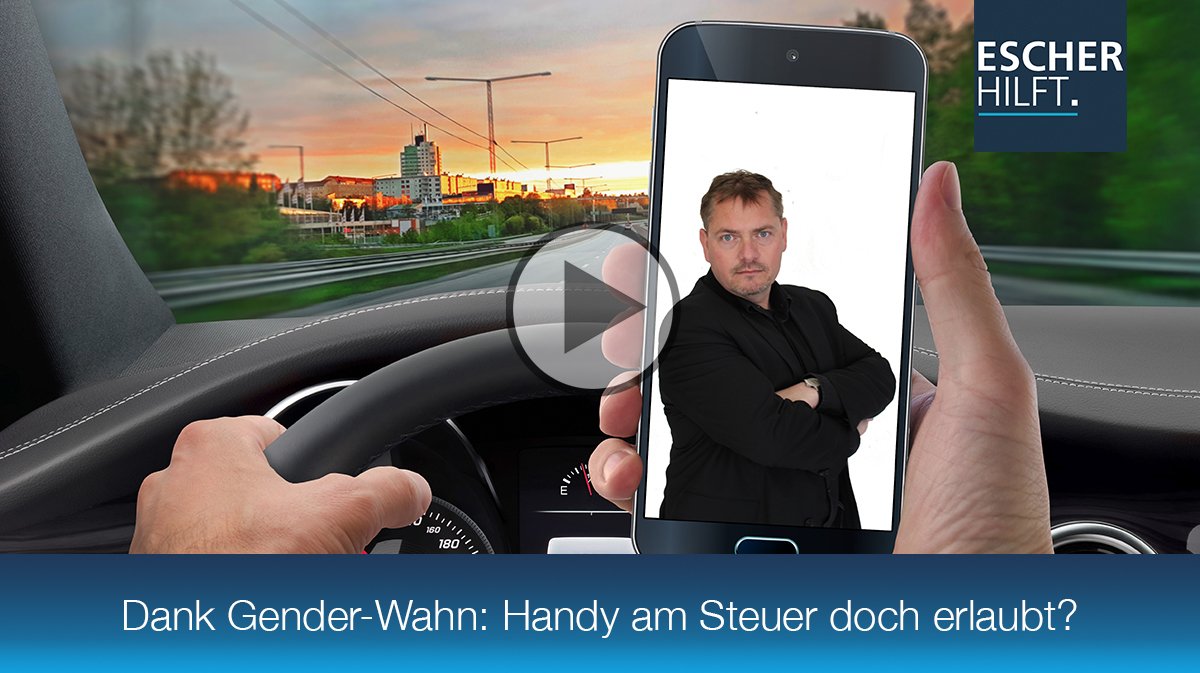 EscherHilft's tweet photo. Dank Gender-Wahn: Handy am Steuer doch erlaubt? Mehr: https://t.co/GbSBjyyxJE #bußgeldbescheid #rechtsberatung https://t.co/tWcoy9sgdA