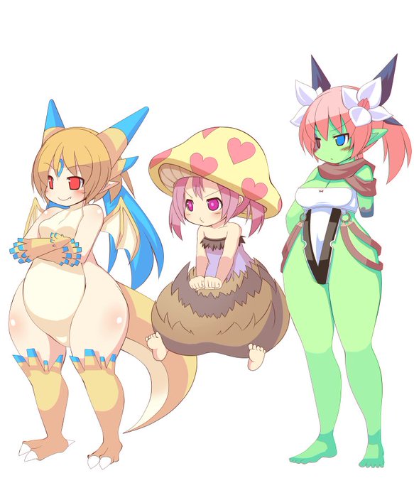 立ち絵のつもりで描いたもの 竜人っ娘追加
既存キャラは表情変えてく 