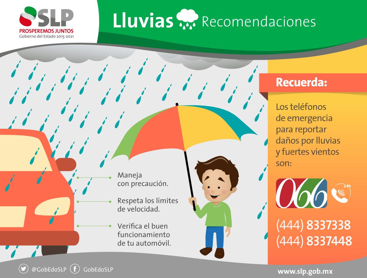 GobEdoSLP's tweet photo. Maneja con precaución, que la #lluvia no te sorprenda, cuídate y cuida a quienes te rodean #PrevenirEsVivir https://t.co/GVYAtU01uY