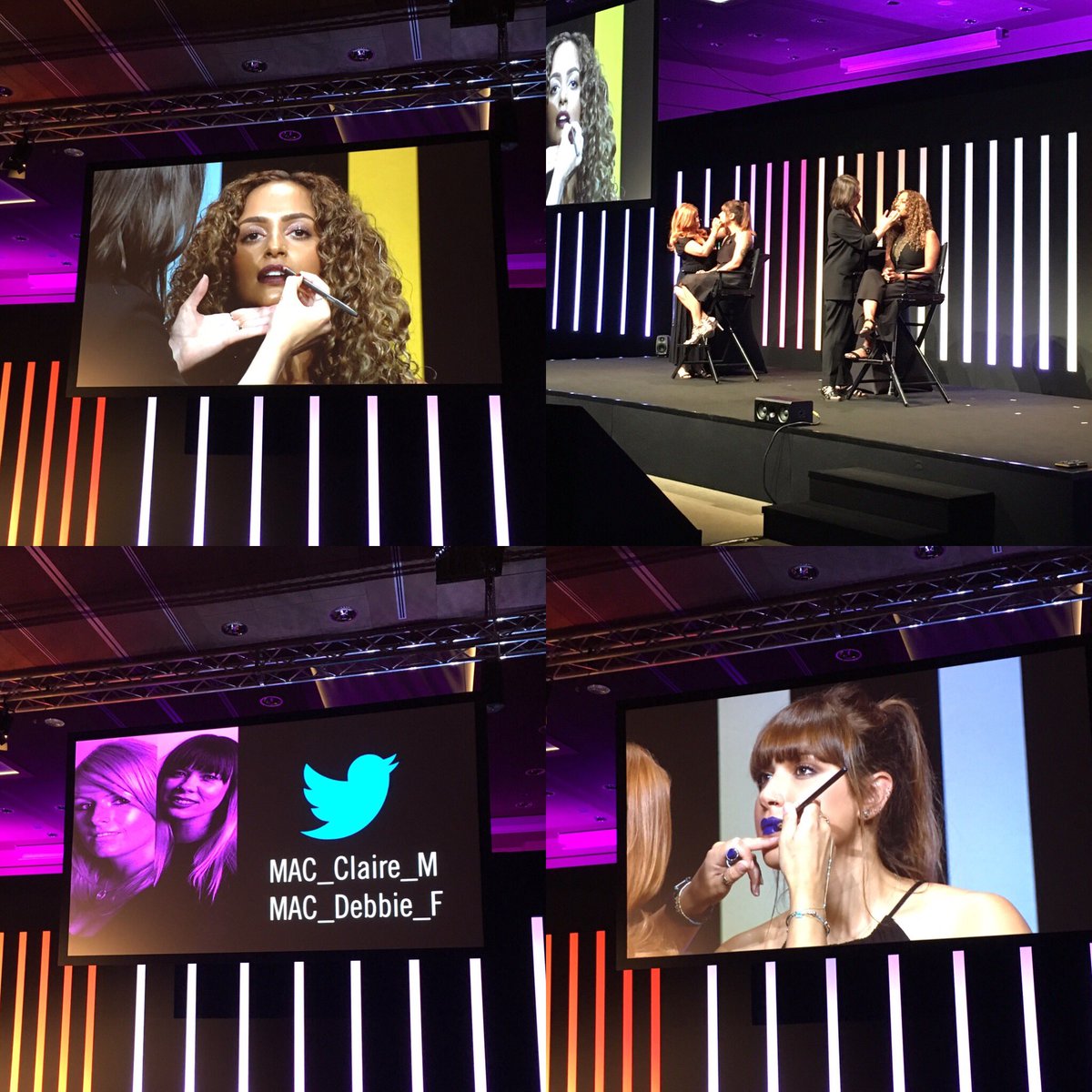 My girls <a href="/MAC_Claire_M/">Claire Mulleady</a> &amp; @MAC_Debbie_F slaying on stage with lip looks to die for @maccosmetics #benidormbeauties