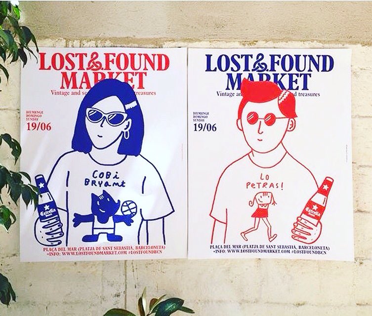 Cartel para el <a href="/lostfoundmarkt/">Lost&Found Market</a> con ilustración de <a href="/LaMandanga_/">La Mandanga</a> 👐 🏀⚽️ #lostfoundmarket #poster #design #illustration