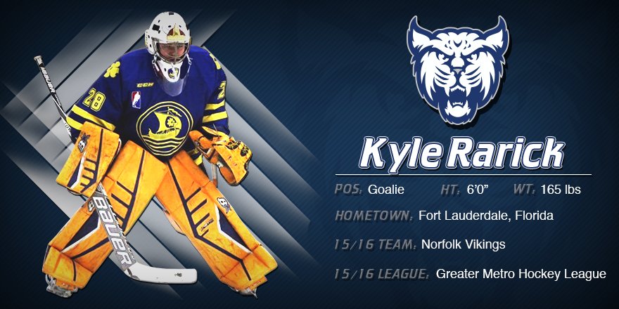 NHIceCats's tweet photo. We are proud to announce the signing of goaltender, Kyle Rarick for this upcoming season! #NHIcecats https://t.co/pFZOltdqxm