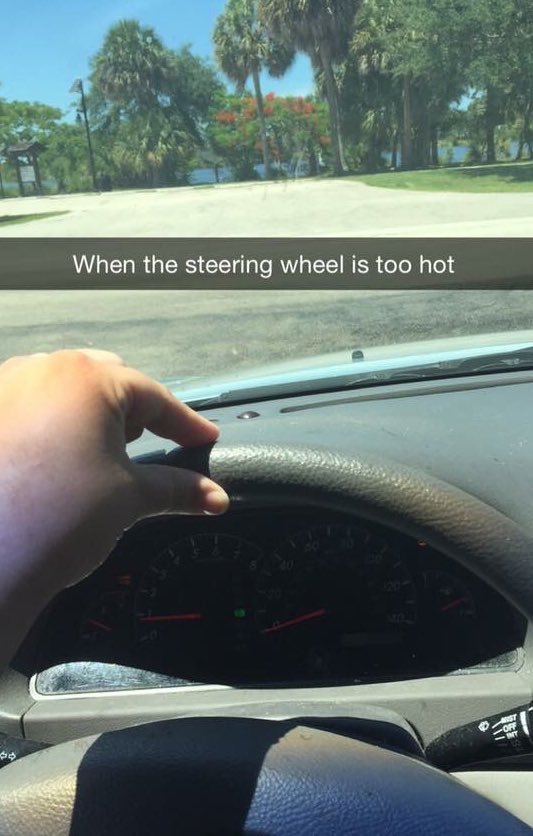 Things4FLppl's tweet photo. Trying to drive during summer in Florida like https://t.co/dCPLuQ4ud6