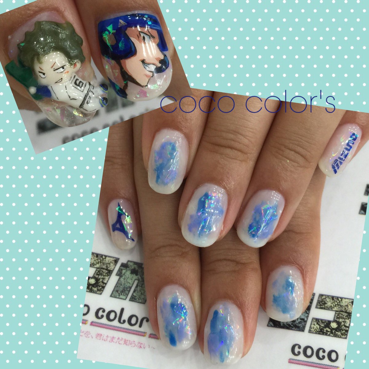 Color Sすずきあい V Twitter お客様オーダー ダイヤのa 倉持洋一くん痛ネイル キラキラホログラムとブルーが爽やかです 痛ネイル Color Sすずきあい V Twitter お客様オーダー ダイヤのa 倉持洋一くん痛ネイル キラキラホログラムとブルーが爽やかです 痛ネイル
