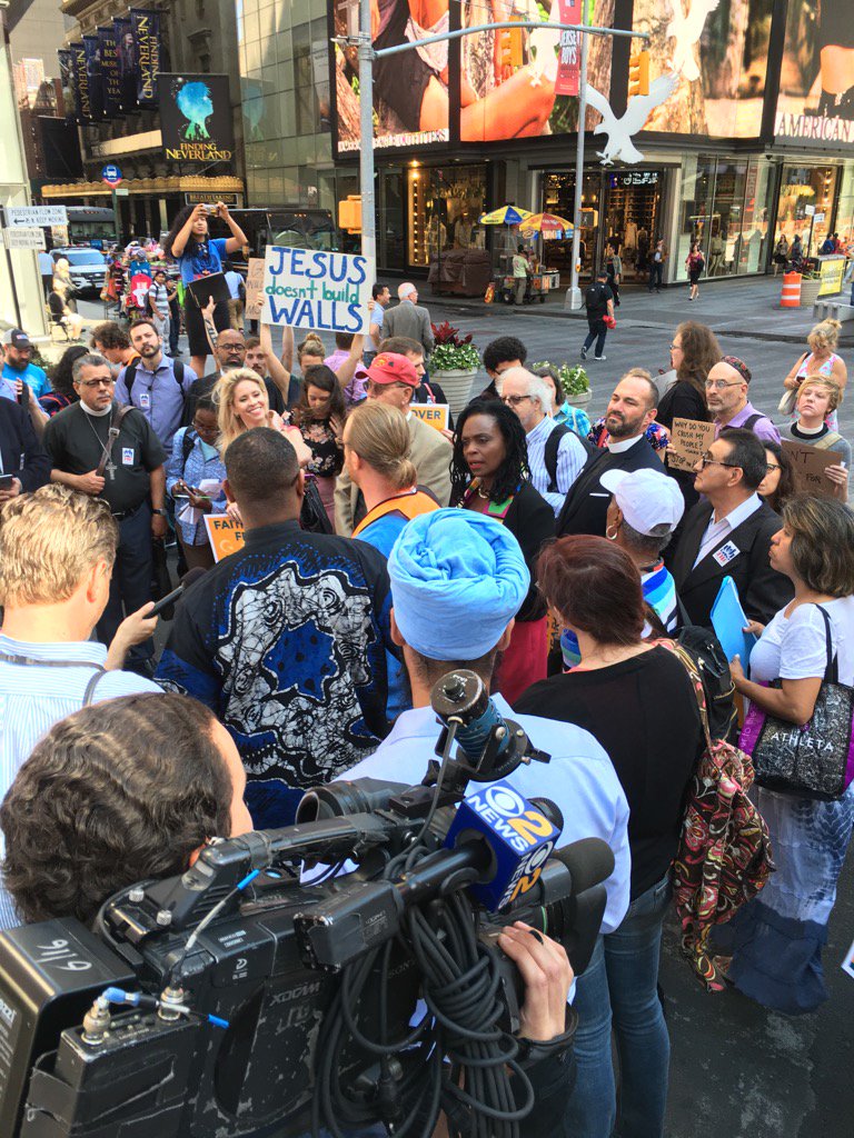 As #Trump flies in #Evangelicals to #NYC local  clergy say NO at Marriot Marquis #FaithOverFear  #FaithTrumpsFear