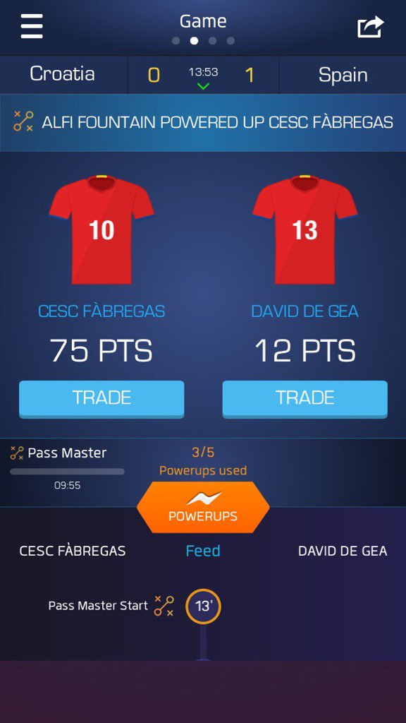 GG_PixL's tweet photo. Just used my Pass Master on Cesc Fàbregas on @ultimatefanlive for #CRO vs #ESP https://t.co/tRQEp3ZpqA https://t.co/NGrS1NQBEA
