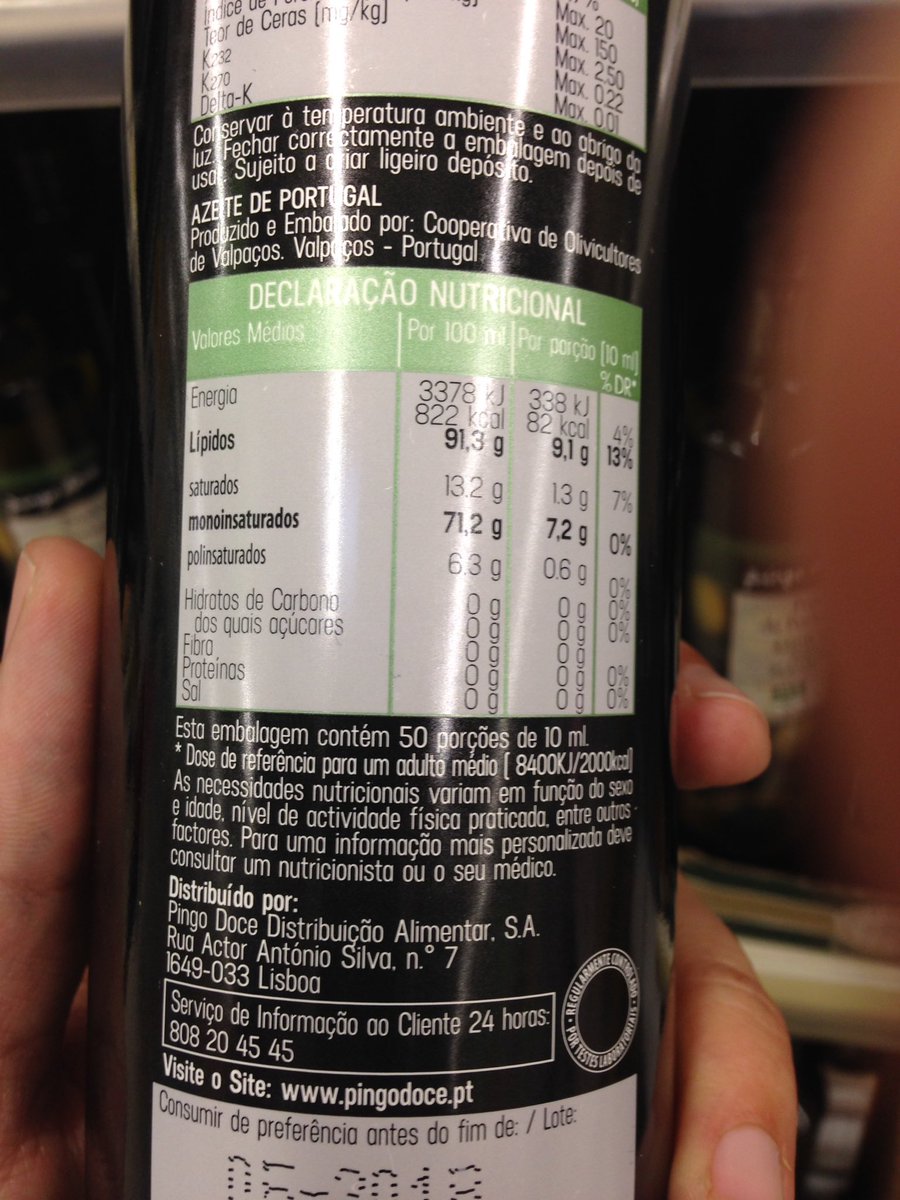 joancamt's tweet photo. En Portugal el etiquetado de un aceite recomienda para tener más información nutricional acudir al nutricionista. 👍🏻 https://t.co/eexEegK0CK