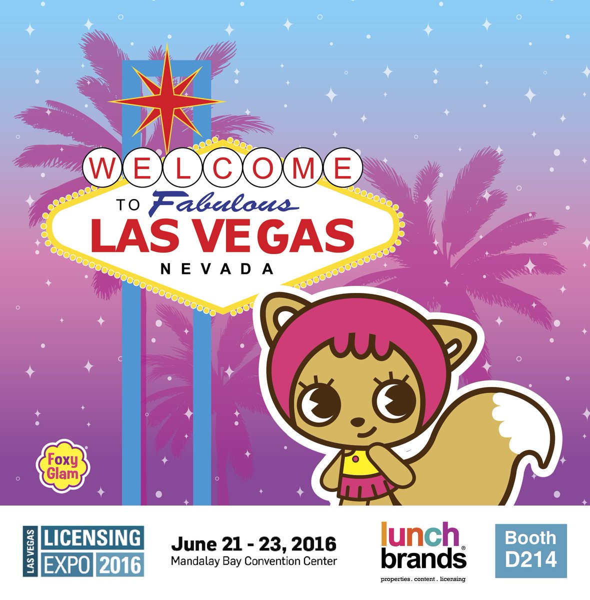 foxyglam_mx's tweet photo. We have arrived to @licensingexpo 
Don't forget to visit us at @LunchBrands  booth D214 #Licensing16 #FoxyGlam https://t.co/5NR8SF3gRX