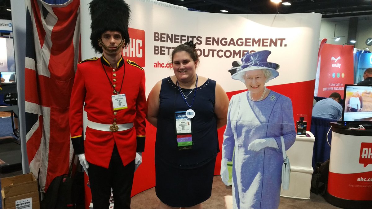 TheHRPanda's tweet photo. I met the queen today and she said I could win a GoPro camera if I tweeted our pic! #SHRM16 @ahc_global #royalcomms https://t.co/KJRGDFSHkp