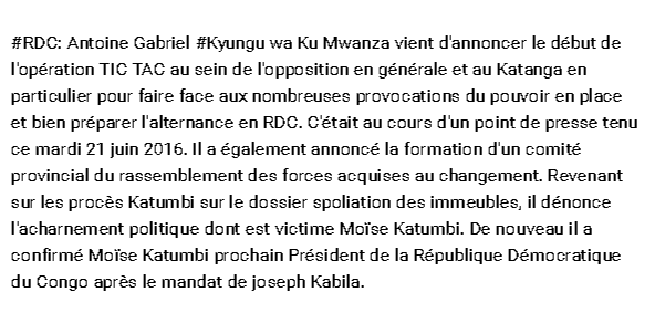 RDCMonitor's tweet photo. #RDC: Antoine Gabriel #Kyungu wa Ku Mwanza vient d'annoncer le début de l'opération TIC TAC au sein de.. https://t.co/iBYOjFFxt0
