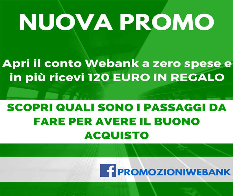 WebankPromo's tweet photo. NUOVA PROMOZIONE #WEBANK: 120 EURO IN REGALO!
https://t.co/SB41cuRAcS 
#promozionewebank #promowebank https://t.co/q17DRnMhS5