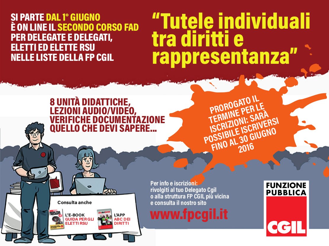 FpCgilNazionale's tweet photo. Le buone risposte non nascono per caso. Proroga iscrizioni FAD #Rsu2015 [https://t.co/M1exgJqlHC] #FuturoProssimo https://t.co/IXASgNL9I5
