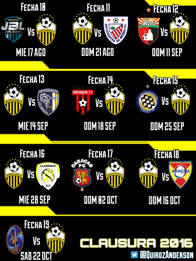 PostalAurinegra's tweet image. Calendario @DvoTachira para el #CLA2016 cortesía de @QuirozAnderson 

#FutVe 🇻🇪⚽️