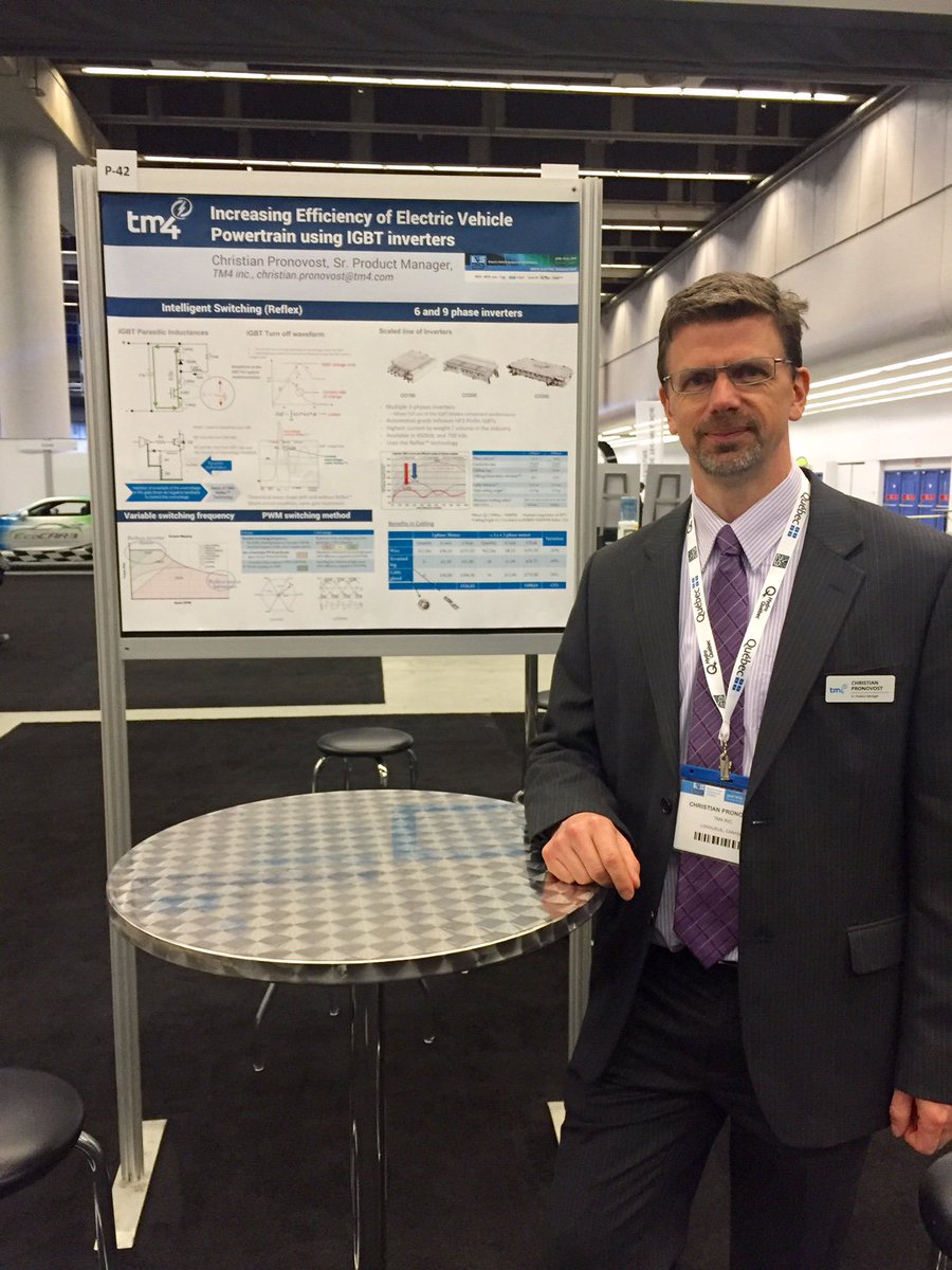 TM4's tweet photo. Dialogue with the experts @EVSymposium29: Christian Pronovost of TM4 talks about inverter optimizations (1:45-3:15) https://t.co/stO8nVOqa0