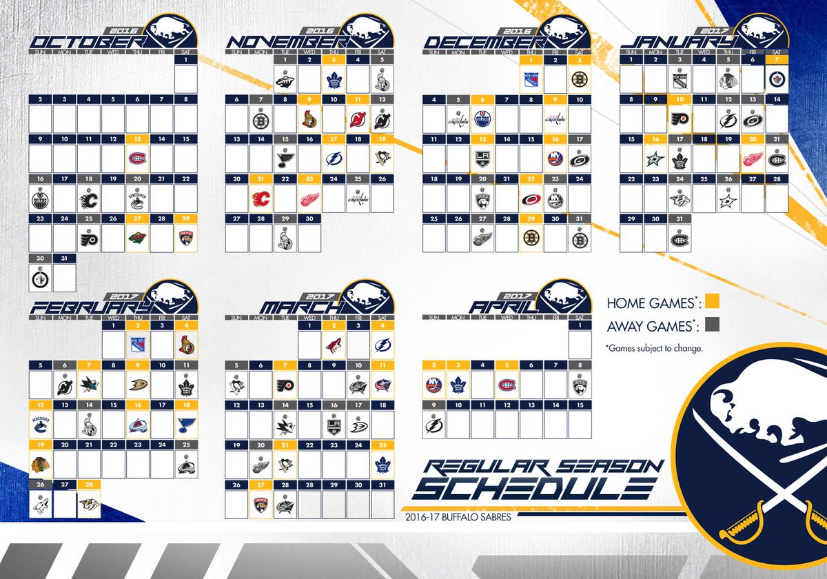 Printable Buffalo Sabres Schedule