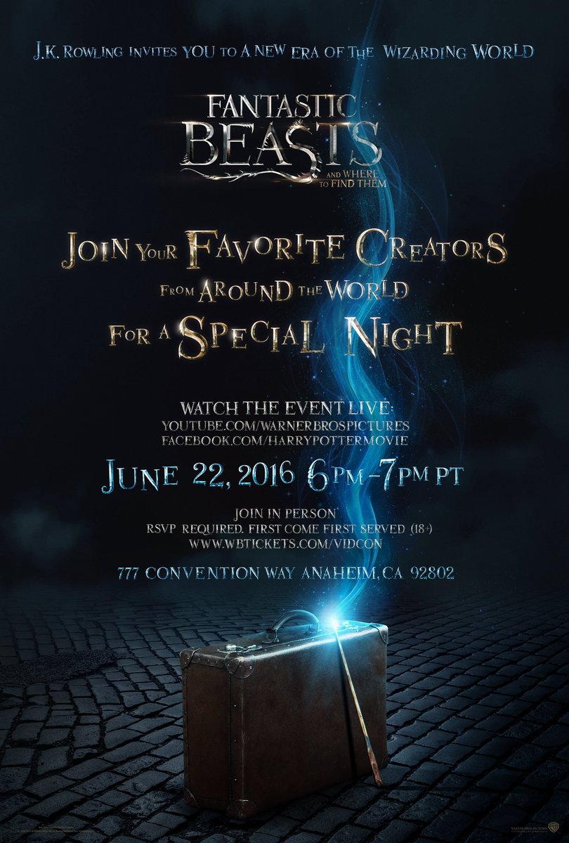 You’re invited! Join your favourite creators for one special night. Thurs 23rd, 2am UK time #FantasticBeasts