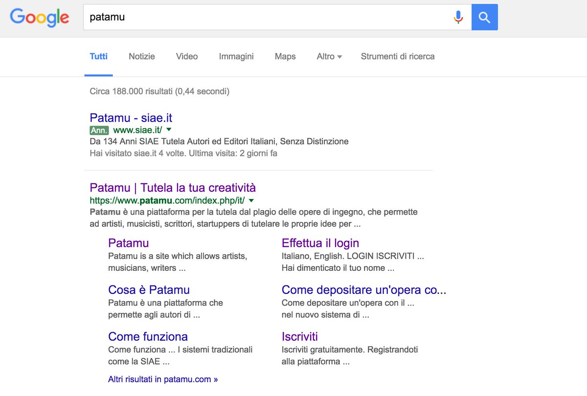 .<a href="/SIAE_Official/">SIAE</a> si presenta come #Patamu su #Google è tollerabile? @arturodicorinto <a href="/andcapocci/">Andrea Capocci</a> <a href="/filipposugar/">Filippo Sugar</a>