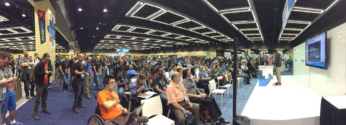 michantebi's tweet photo. So amazed by @aditya_g's presentation at #DockerCon16's Community Theater! Really inspiring. @docker #mobycraft https://t.co/lLSUqpvosz