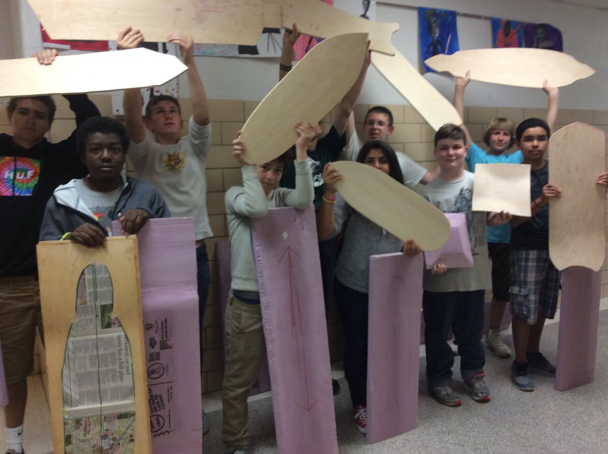 GunstonTechEd's tweet photo. A well deserved skateboard build class complete with bent laminates. Skate or Die!! #GunstonMS https://t.co/jvO754cMJA